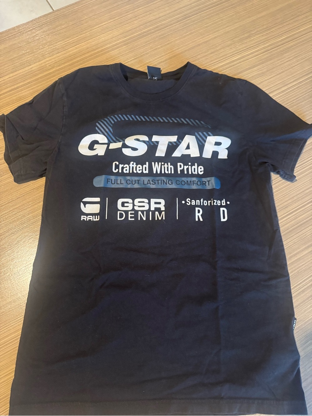 G-Star Black Short Sleeve Logo Tee with Blue Accents